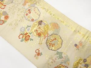 アンティーク 雪輪に御所車・花模様織り出し袋帯(材料)